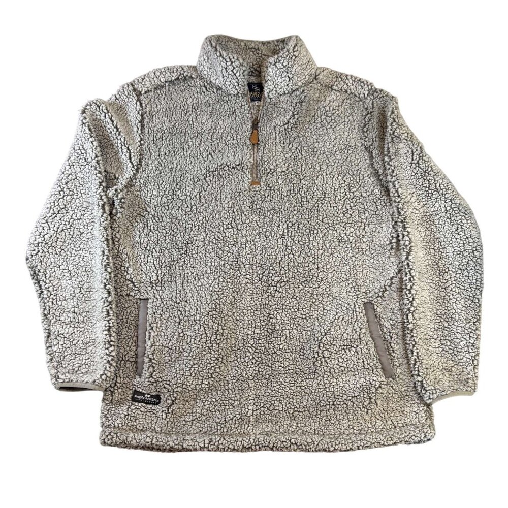 Simply Southern XL Gray Sherpa Pullover Quarter Zip Jacket Faux Fur Warm Casual
